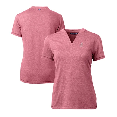 Women's Cutter & Buck Heather Crimson Alabama Tide Alumni DryTec Forge Stretch V-Neck Blade Top