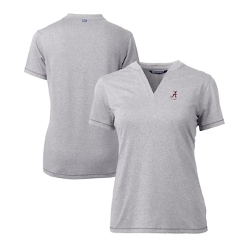Women's Cutter & Buck Heather Gray Alabama Crimson Tide Alumni DryTec Forge Stretch V-Neck Blade Top