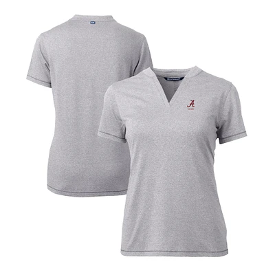 Women's Cutter & Buck Heather Gray Alabama Crimson Tide Alumni DryTec Forge Stretch V-Neck Blade Top
