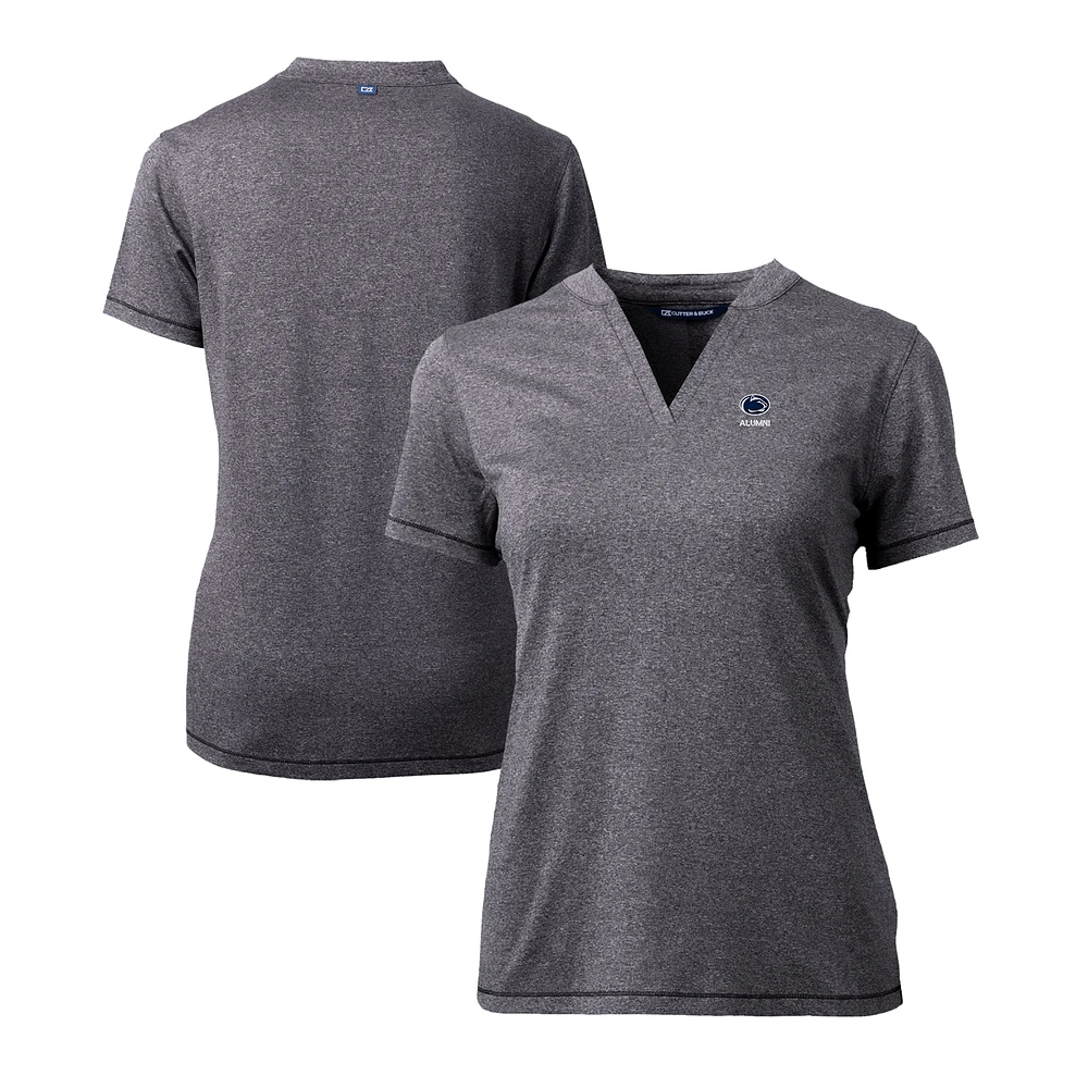 Women's Cutter & Buck Heather Charcoal Penn State Nittany Lions Alumni DryTec Forge Stretch V-Neck Blade Top