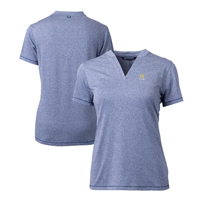 Women's Cutter & Buck Heather Navy Notre Dame Fighting Irish Alumni DryTec Forge Stretch V-Neck Blade Top