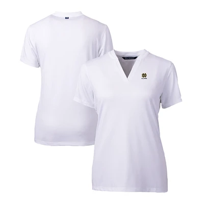 Women's Cutter & Buck White Notre Dame Fighting Irish Alumni DryTec Forge Stretch V-Neck Blade Top