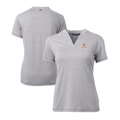 Women's Cutter & Buck Heather Gray Texas Longhorns Alumni DryTec Forge Stretch V-Neck Blade Top