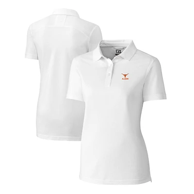 Women's Cutter & Buck White Texas Longhorns Alumni Advantage Tri-Blend Pique Polo