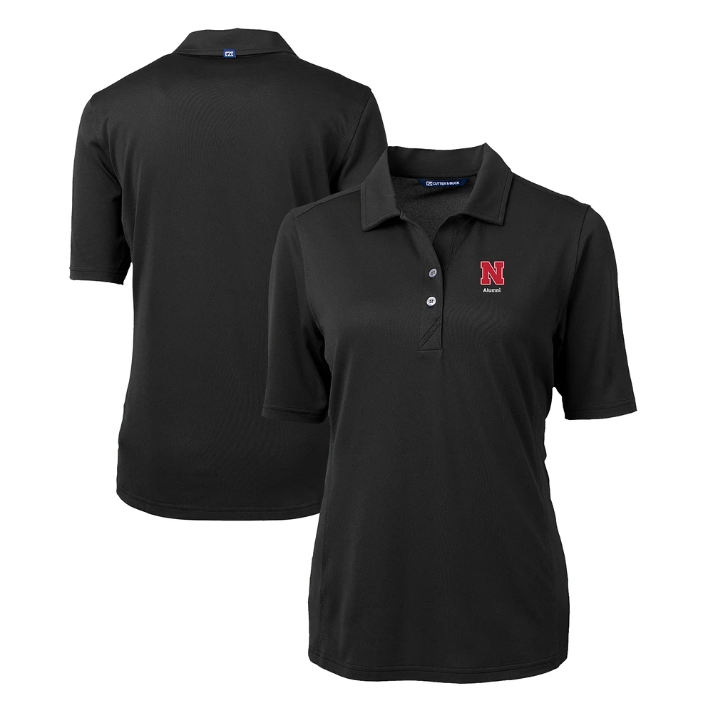 Women's Cutter & Buck Black Nebraska Huskers Alumni Virtue Eco Pique Recycled Polo