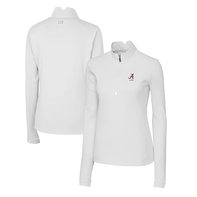 Women's Cutter & Buck White Alabama Crimson Tide Alumni Traverse Stretch Quarter-Zip Top