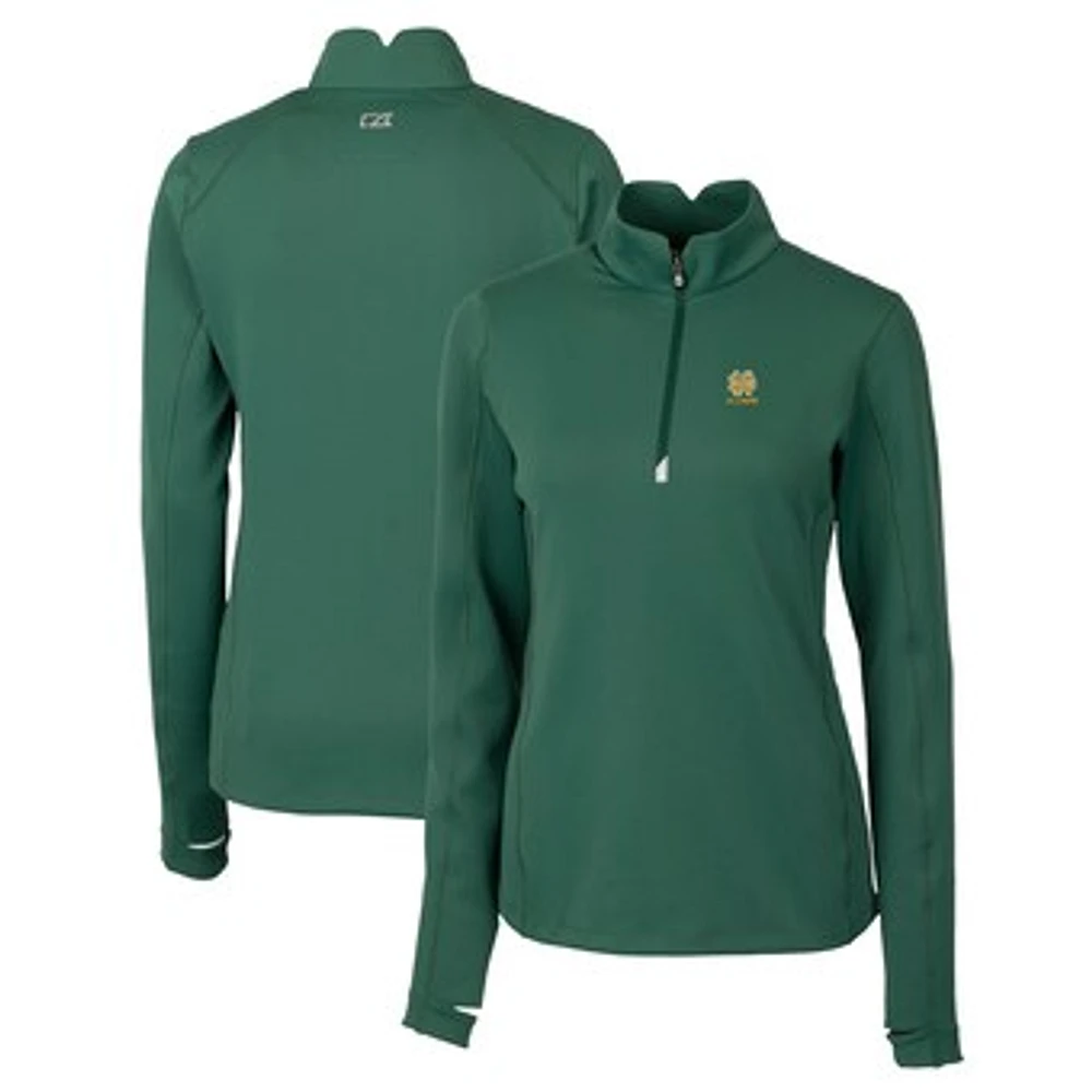 Women's Cutter & Buck Hunter Green Notre Dame Fighting Irish Alumni Traverse Stretch Quarter-Zip Top