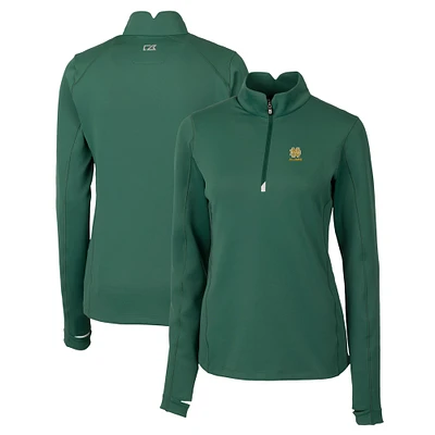 Women's Cutter & Buck Hunter Green Notre Dame Fighting Irish Alumni Traverse Stretch Quarter-Zip Top