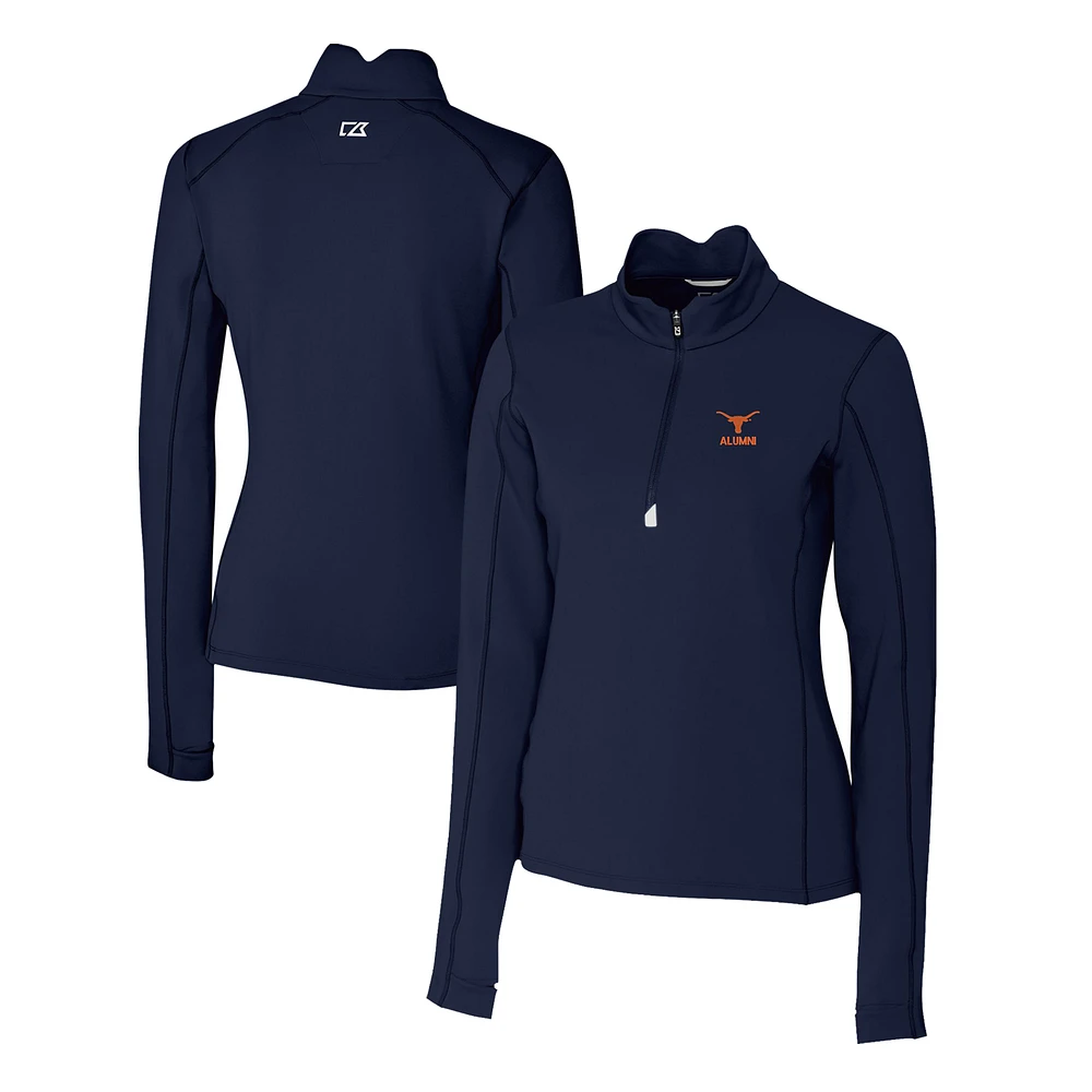 Women's Cutter & Buck Navy Texas Longhorns Alumni Traverse Stretch Quarter-Zip Top