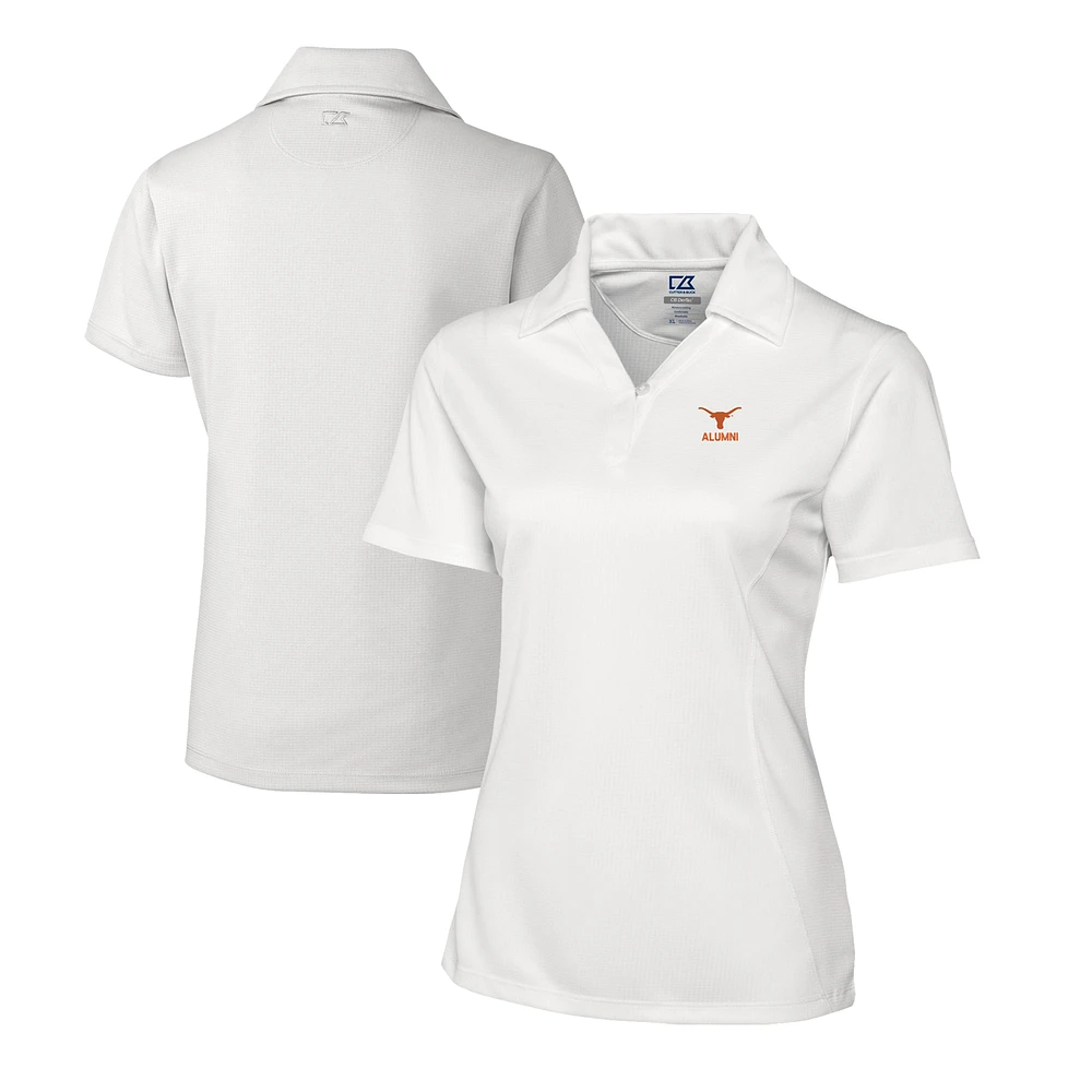 Women's Cutter & Buck White Texas Longhorns Alumni CB DryTec Genre Textured Solid Polo