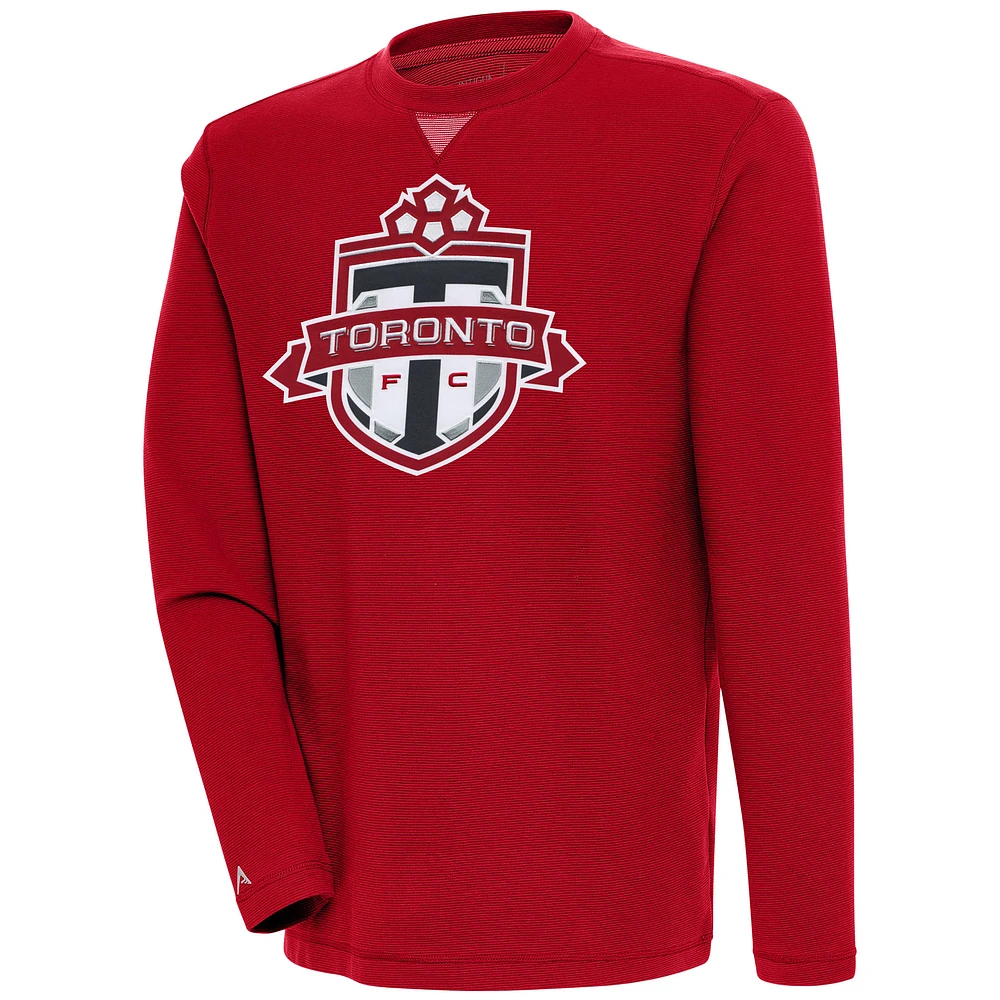 Men's Antigua Red Toronto FC Flier Bunker Tri-Blend Pullover Sweatshirt