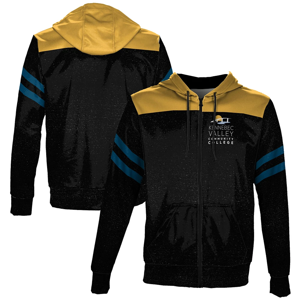 Youth ProSphere Black Kennebec Valley Community College Game Day Logo Full-Zip Hoodie