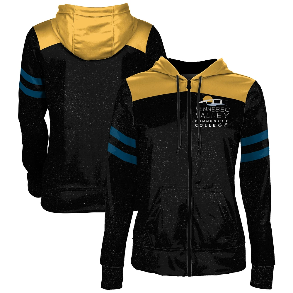 Women's ProSphere Black Kennebec Valley Community College Game Day Logo Full-Zip Hoodie
