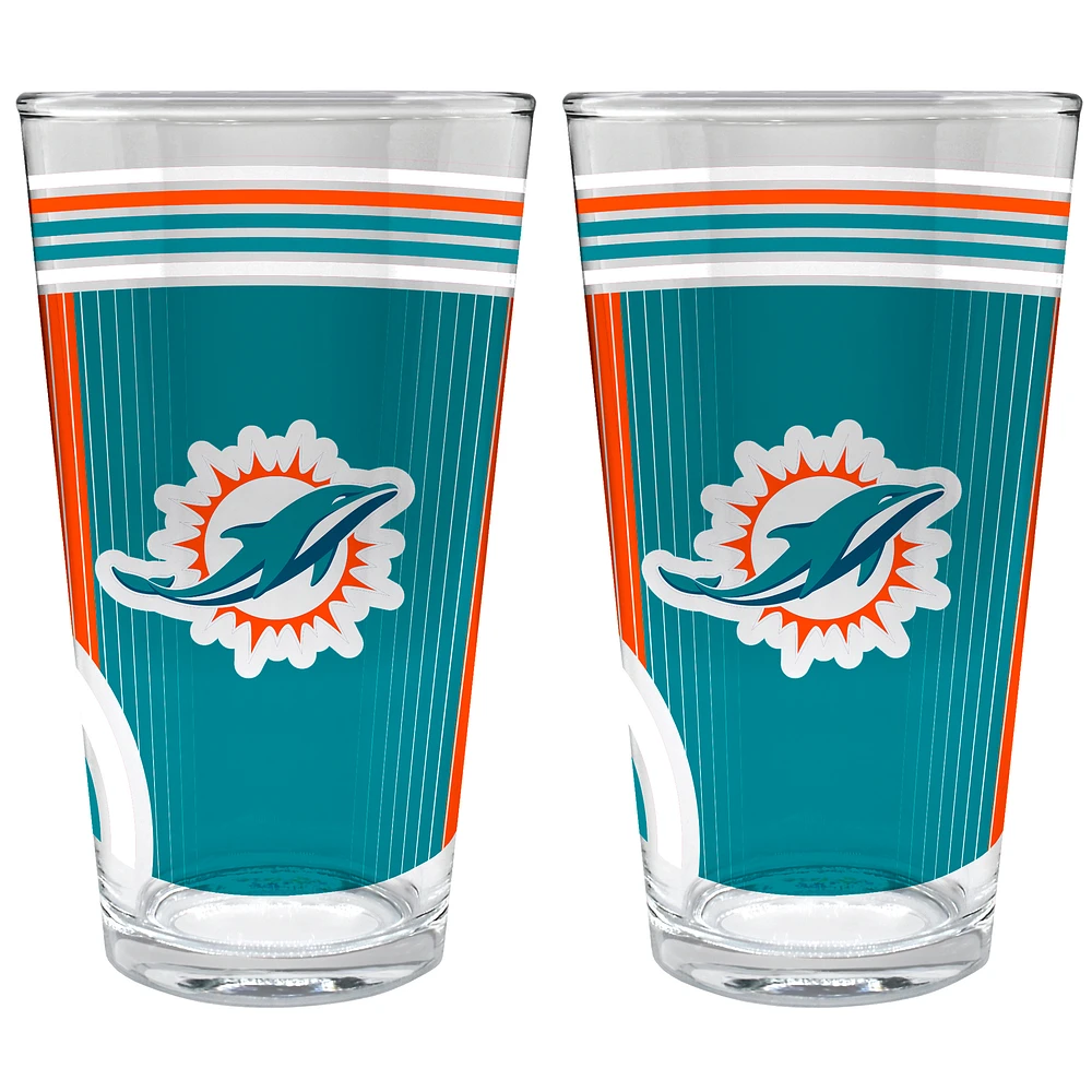 Miami Dolphins Two-Piece 16oz. Pint Glass Set
