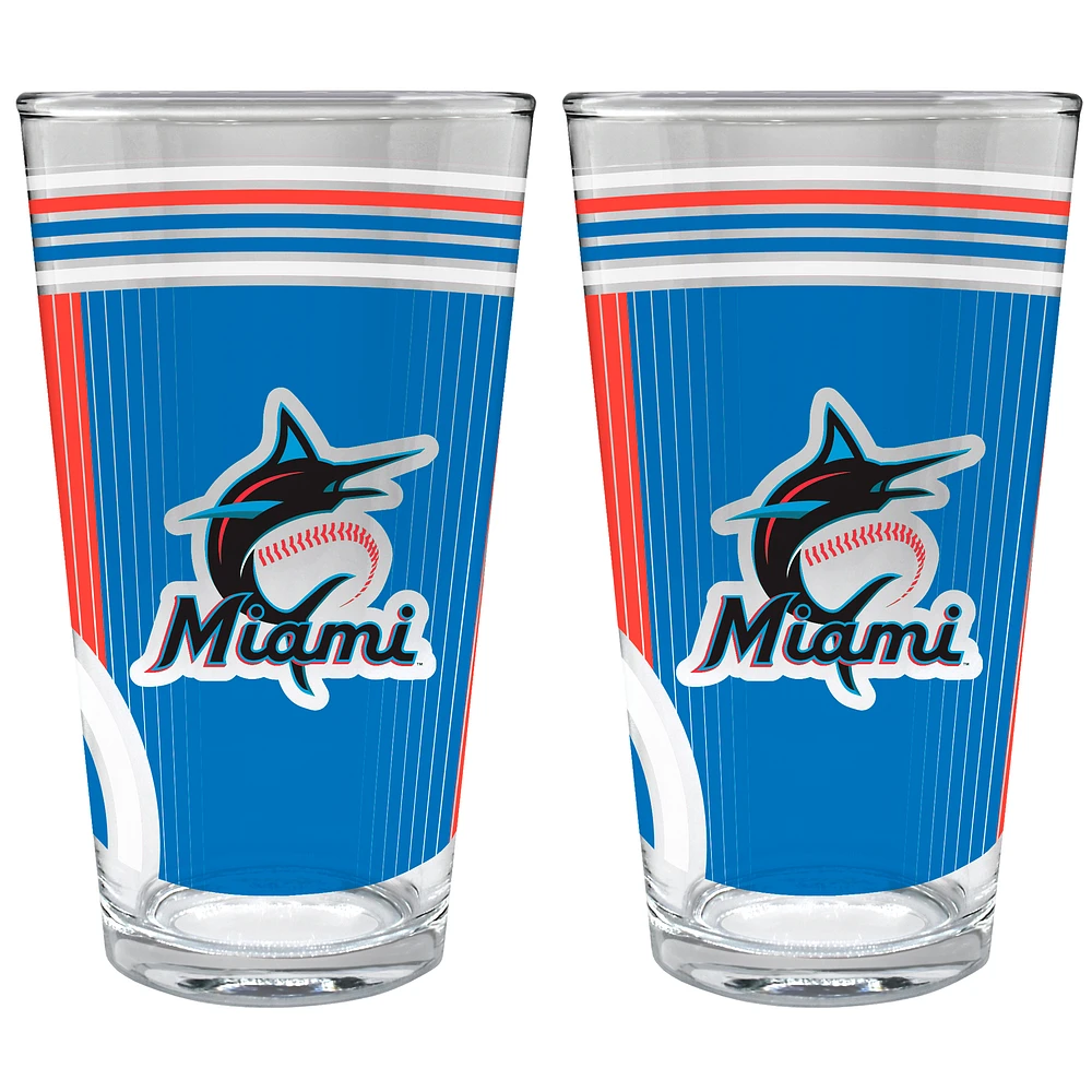 Miami Marlins Two-Piece 16oz. Pint Glass Set
