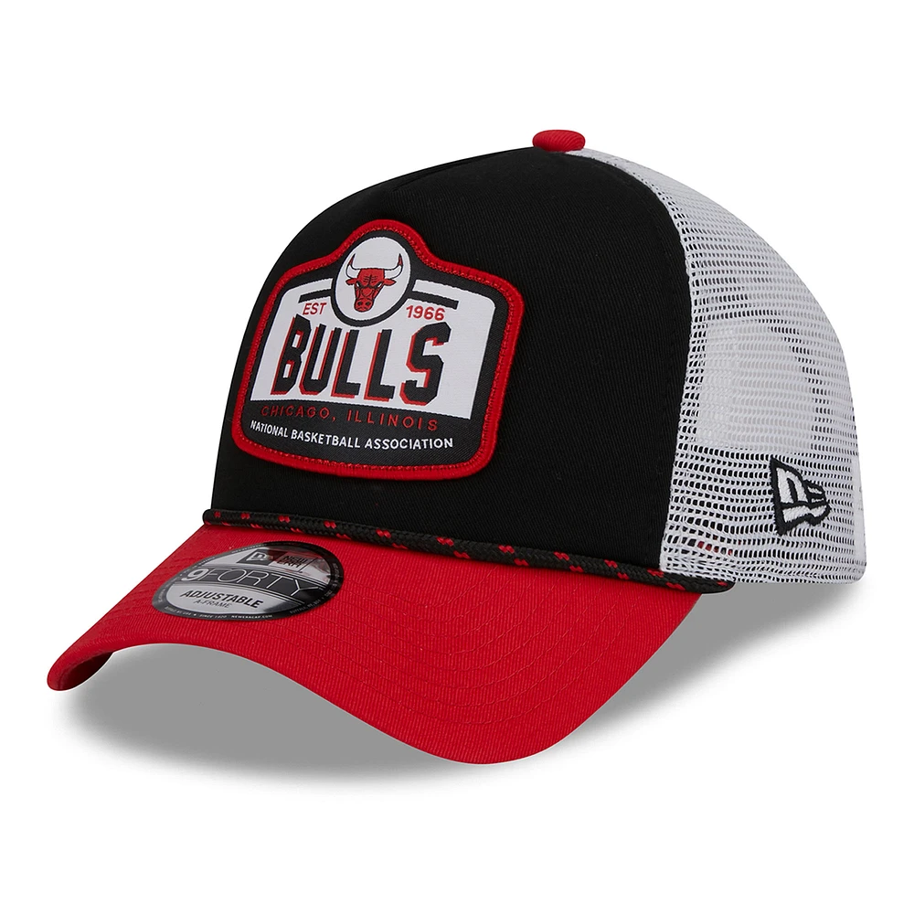 Men's New Era Black/Red Chicago Bulls A-Frame 9FORTY Trucker Hat