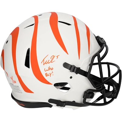 Limited Edition of 10: Tee Higgins Cincinnati Bengals Autographed Riddell Authentic Helmet with Inscription