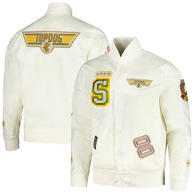 Men's Freeze Max Snoopy Cream Peanuts Top Dog Satin Full-Snap Jacket