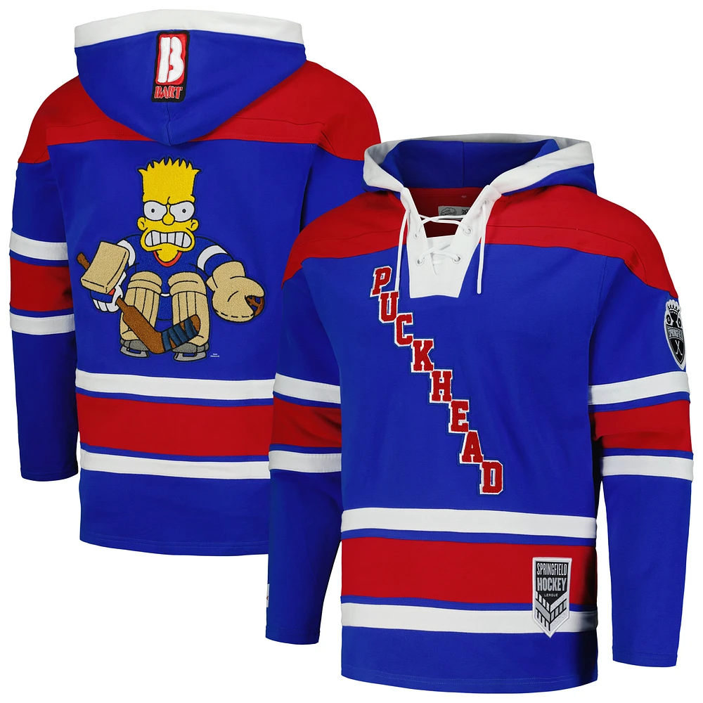 Men's Freeze Max Bart Simpson Royal The Simpsons Puckhead Hoodie Hockey Jersey