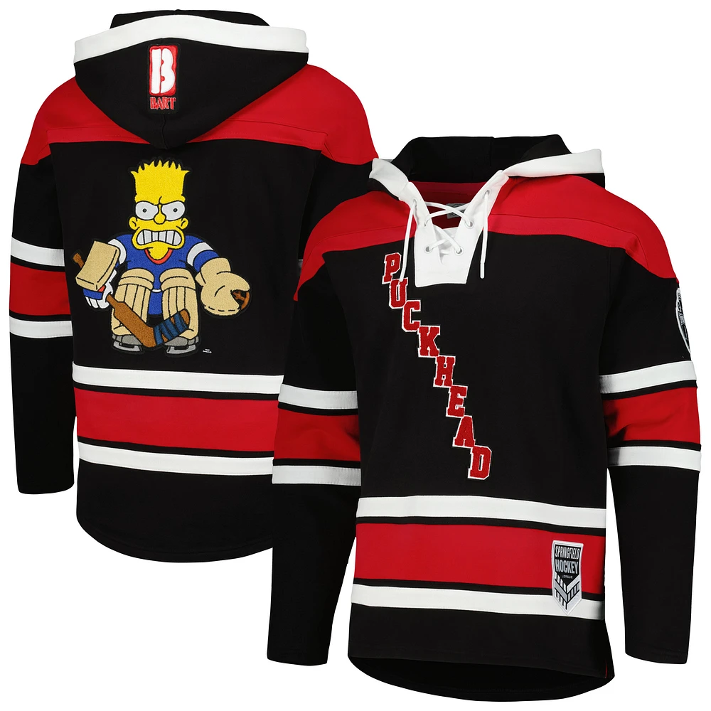 Men's Freeze Max Bart Simpson Black/Red The Simpsons Puckhead Hoodie Hockey Jersey