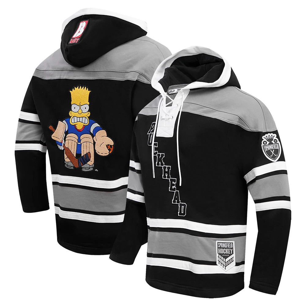 Men's Freeze Max Bart Simpson Gray/Black The Simpsons Puckhead Hoodie Hockey Jersey