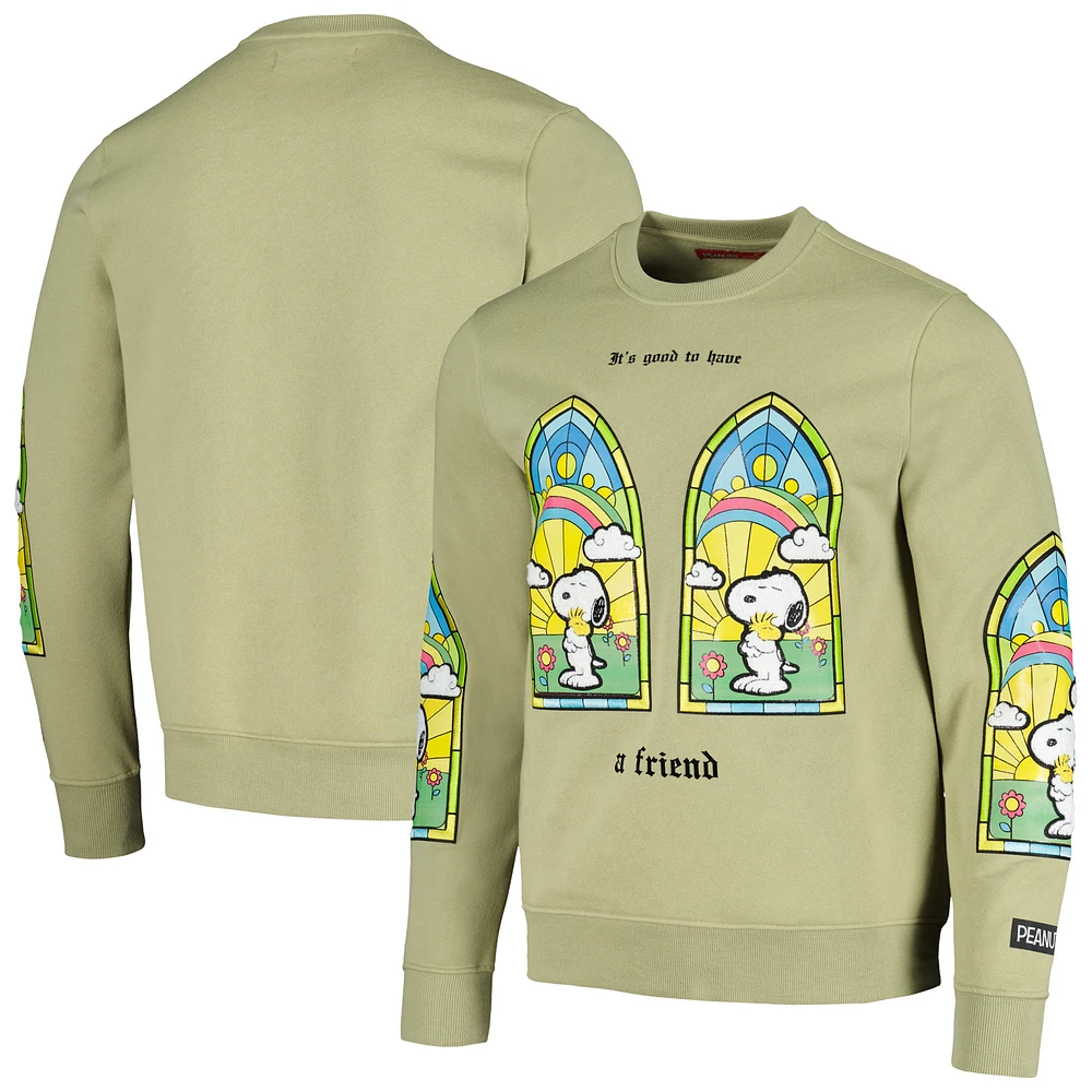 Unisex Freeze Max Olive Peanuts Snoopy Friend Pullover Sweatshirt