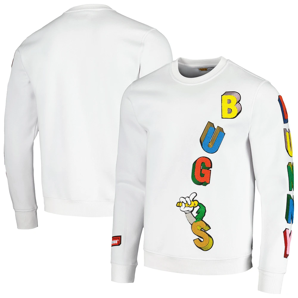 Unisex Freeze Max Bugs Bunny White Looney Tunes Big Letter Pullover Sweatshirt