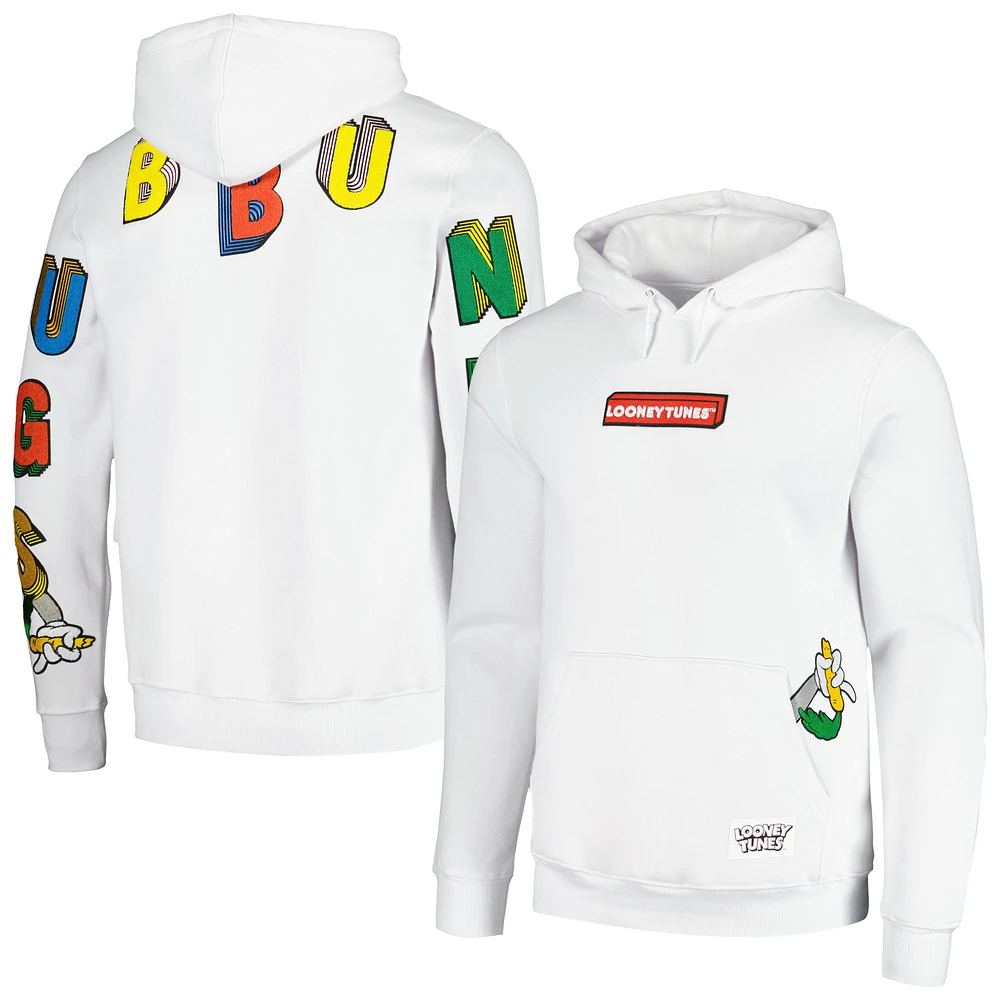 Unisex Freeze Max Bugs Bunny White Looney Tunes Big Letter Pullover Hoodie