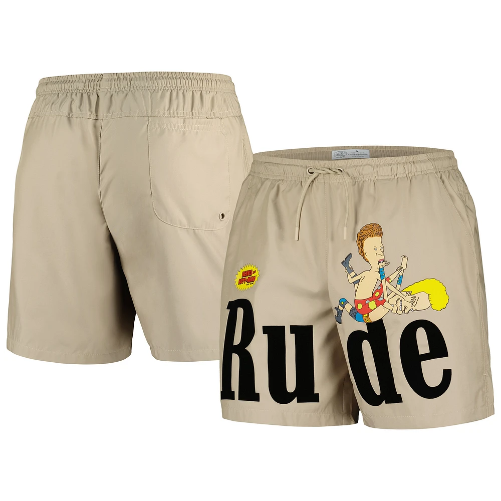 Men's Freeze Max Khaki Beavis and Butt-Head Rude Woven Shorts