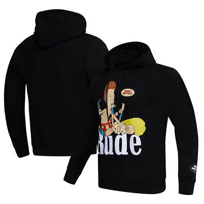 Unisex Freeze Max Black Beavis and Butt-Head Rude Pullover Hoodie