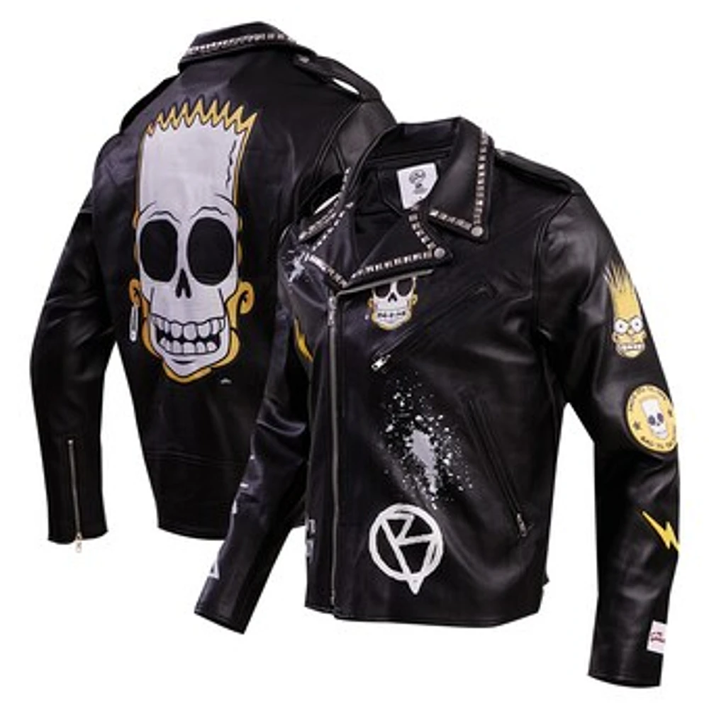 Men's Freeze Max Black The Simpsons Graphic Biker Full-Zip Jacket