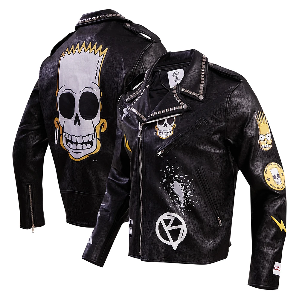 Men's Freeze Max Black The Simpsons Graphic Biker Full-Zip Jacket