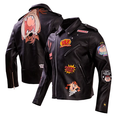 Men's Freeze Max Black Looney Tunes Graphic Biker Full-Zip Jacket
