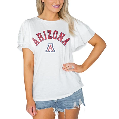 Women's Gameday Couture  White Arizona Wildcats Arch Logo Flutter Sleeve Lightweight T-Shirt