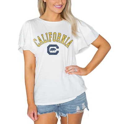 Women's Gameday Couture White Cal Bears Arch Logo Flutter Sleeve Lightweight T-Shirt