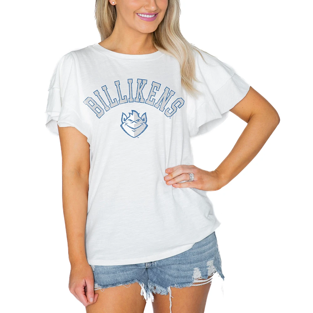 Women's Gameday Couture White Saint Louis Billikens Arch Logo Flutter Sleeve Lightweight T-Shirt