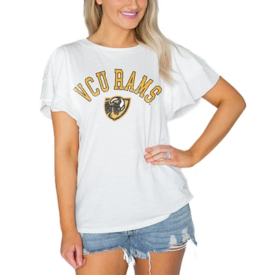 Women's Gameday Couture White VCU Rams Arch Logo Flutter Sleeve Lightweight T-Shirt