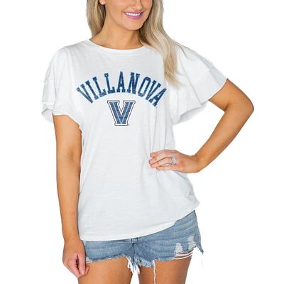 Women's Gameday Couture White Villanova Wildcats Arch Logo Flutter Sleeve Lightweight T-Shirt