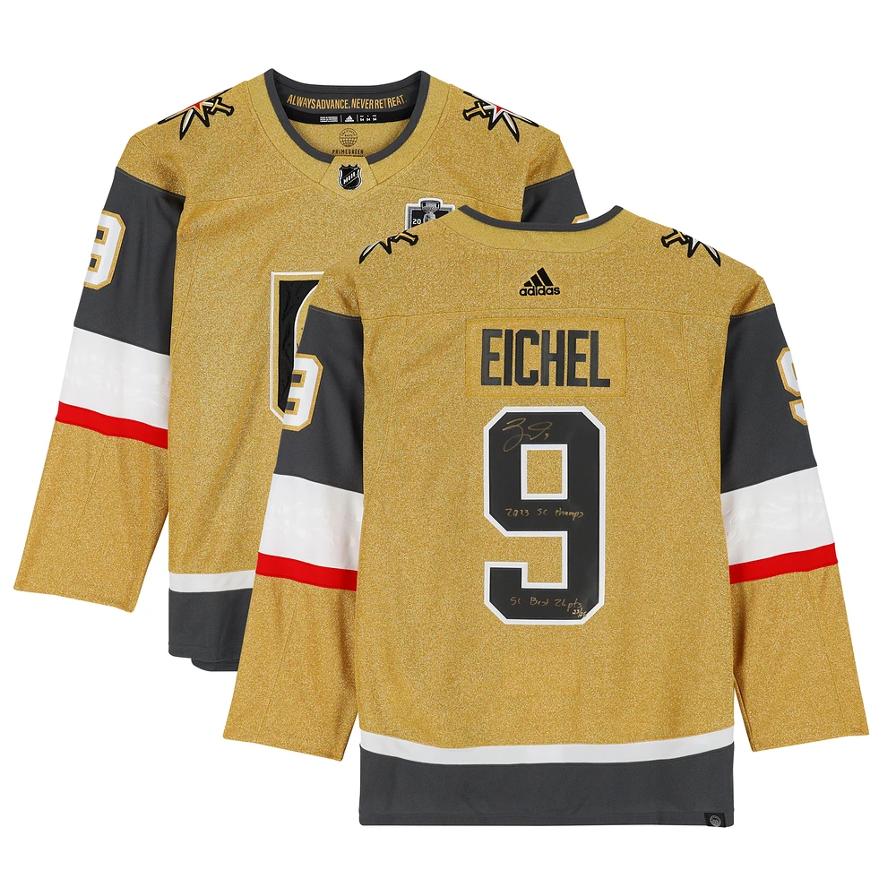 Jack Eichel Vegas Golden Knights Autographed Gold Adidas Authentic Jersey with Multiple Inscriptions - Limited Edition of 26