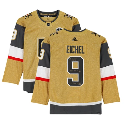 Jack Eichel Vegas Golden Knights Autographed Gold Adidas Authentic Jersey with Multiple Inscriptions - Limited Edition of 26