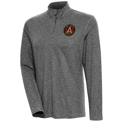 Women's Antigua Heather Black Atlanta United FC Confront Quarter-Zip Pullover Top
