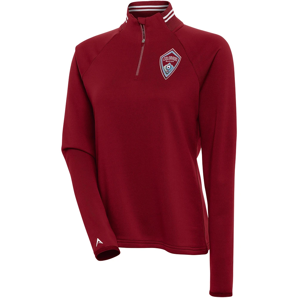 Women's Antigua Burgundy/White Colorado Rapids Milo Quarter-Zip Pullover Top