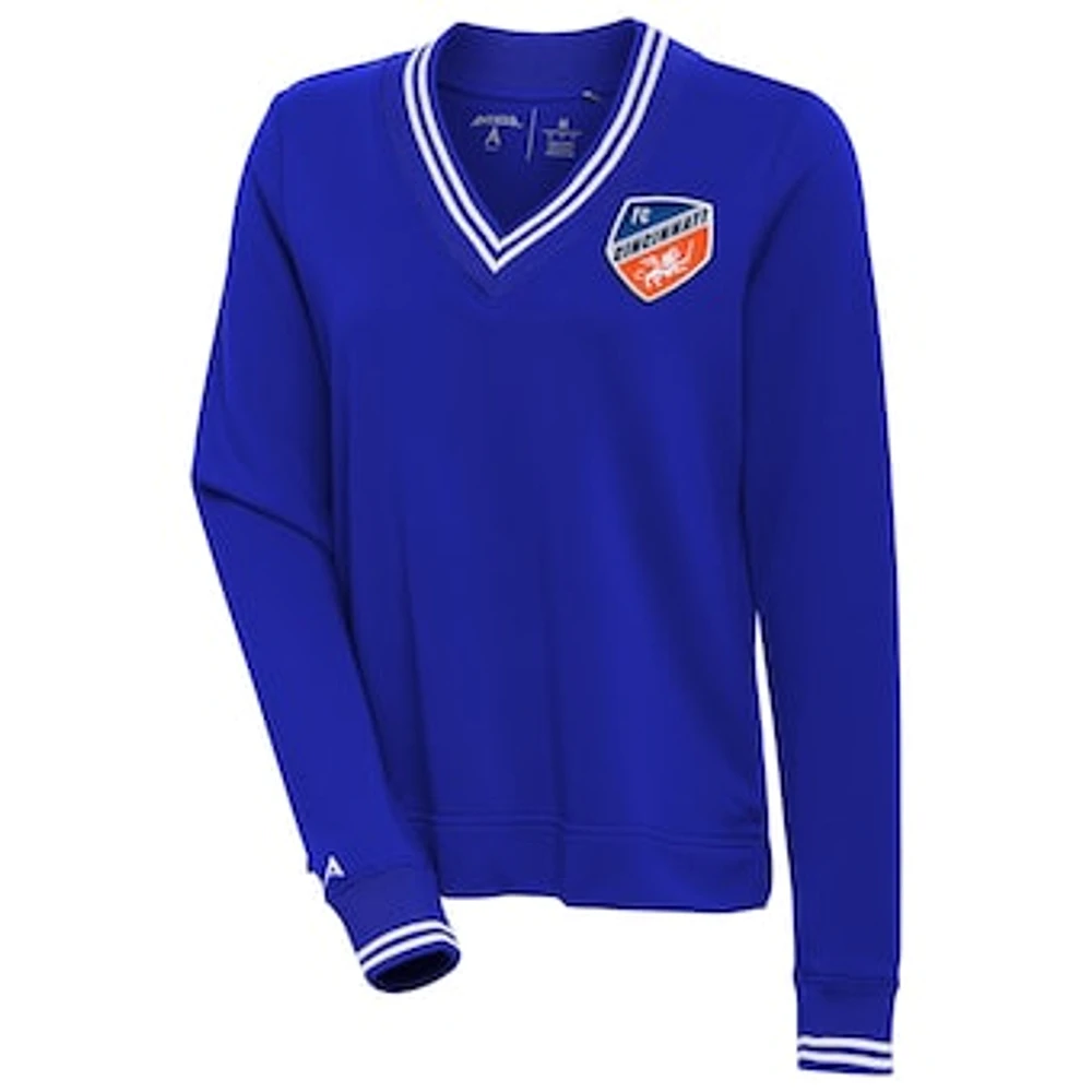 Women's Antigua Royal FC Cincinnati Parker V-Neck Pullover Top