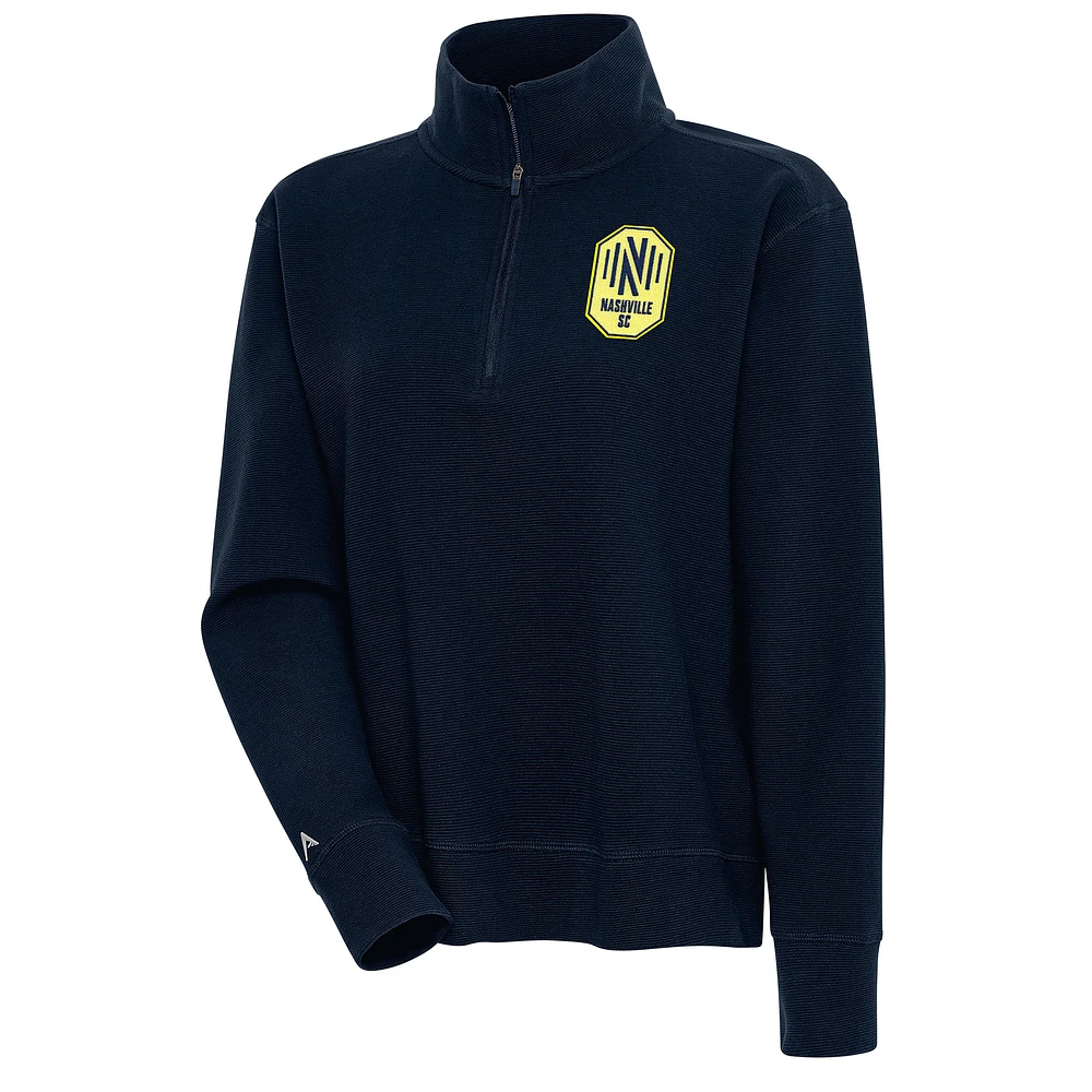 Women's Antigua Navy Nashville SC Portal Tri-Blend Half-Zip Pullover Top