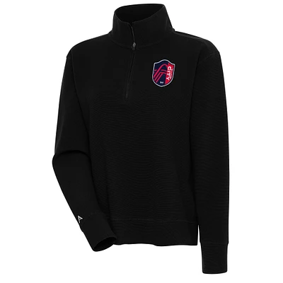 Women's Antigua  Black St. Louis City SC Portal Tri-Blend Half-Zip Pullover Top