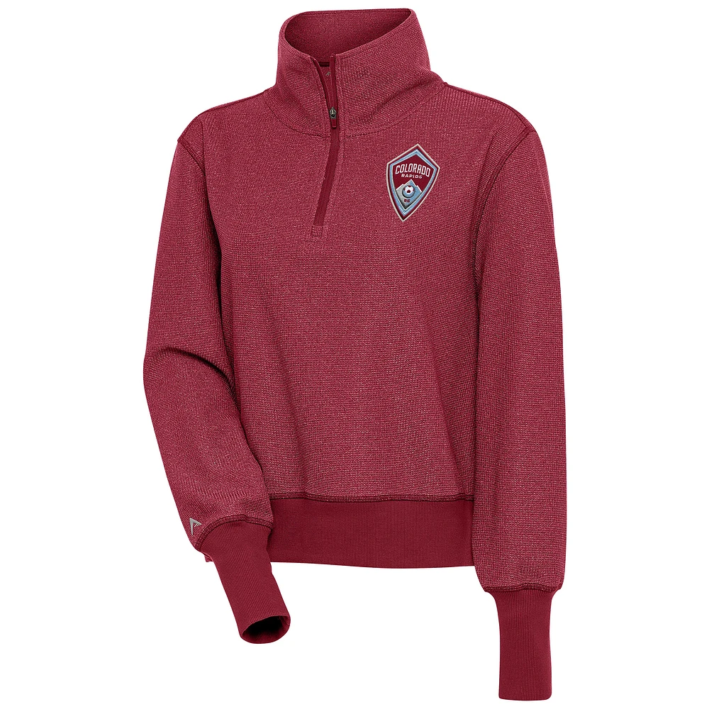 Women's Antigua Cardinal Colorado Rapids Upgrade Half-Zip Pullover Top