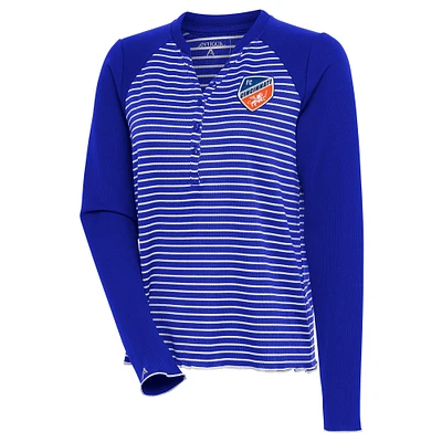 Women's Antigua Royal FC Cincinnati Maverick Henley Long Sleeve T-Shirt