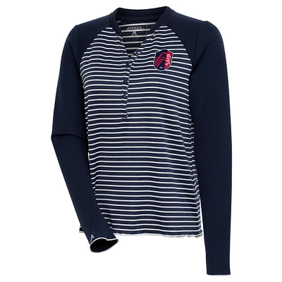 Women's Antigua  Navy St. Louis City SC Maverick Henley Long Sleeve T-Shirt