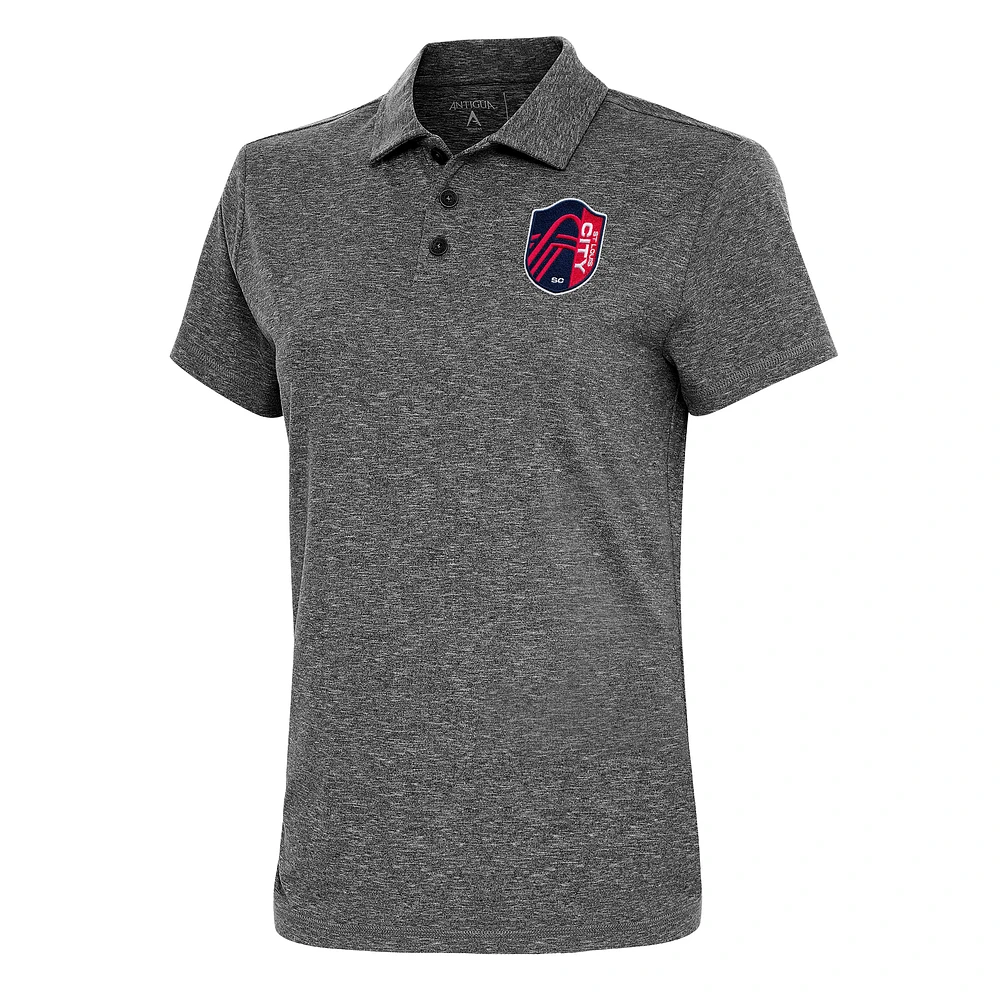 Women's Antigua Heather Black St. Louis City SC Motivated Polo