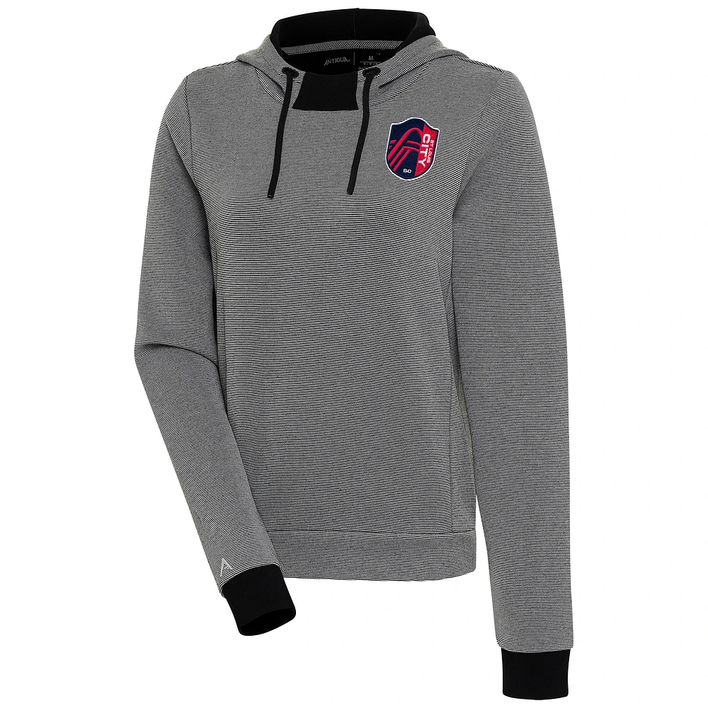 Women's Antigua Black St. Louis City SC Axe Bunker Tri-Blend Pullover Hoodie